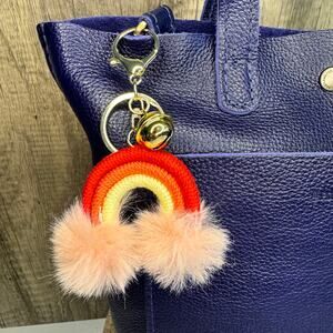 Macrame Rainbow Purse Charm Macrame Keychain NeW Red FAST SHIP Bag Flair